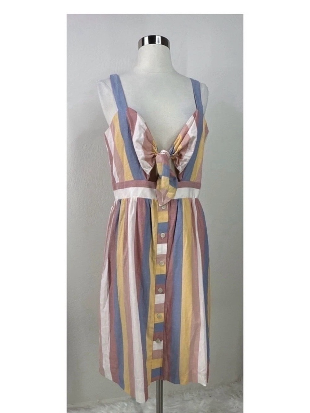 Madewell Striped Tie-Front Sundress in Pastel Multi